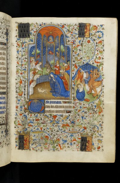 Ms 62 f.65r La Virgen y José adoran al Niño Jesús, de un Libro de Horas, c.1418 de Master of the Rohan Hours